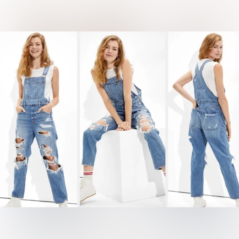 AEO American Eagle 90’s grunge distressed overalls cotton XXL 2XL
